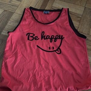 “Be happy” size m red jersey tank (loose fit)